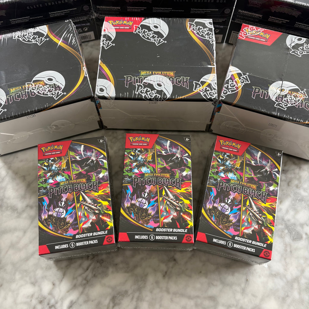 Mega Evolution Pitch Black Sealed Bundle | 3 BB, 3 ETB & 3 Bundles