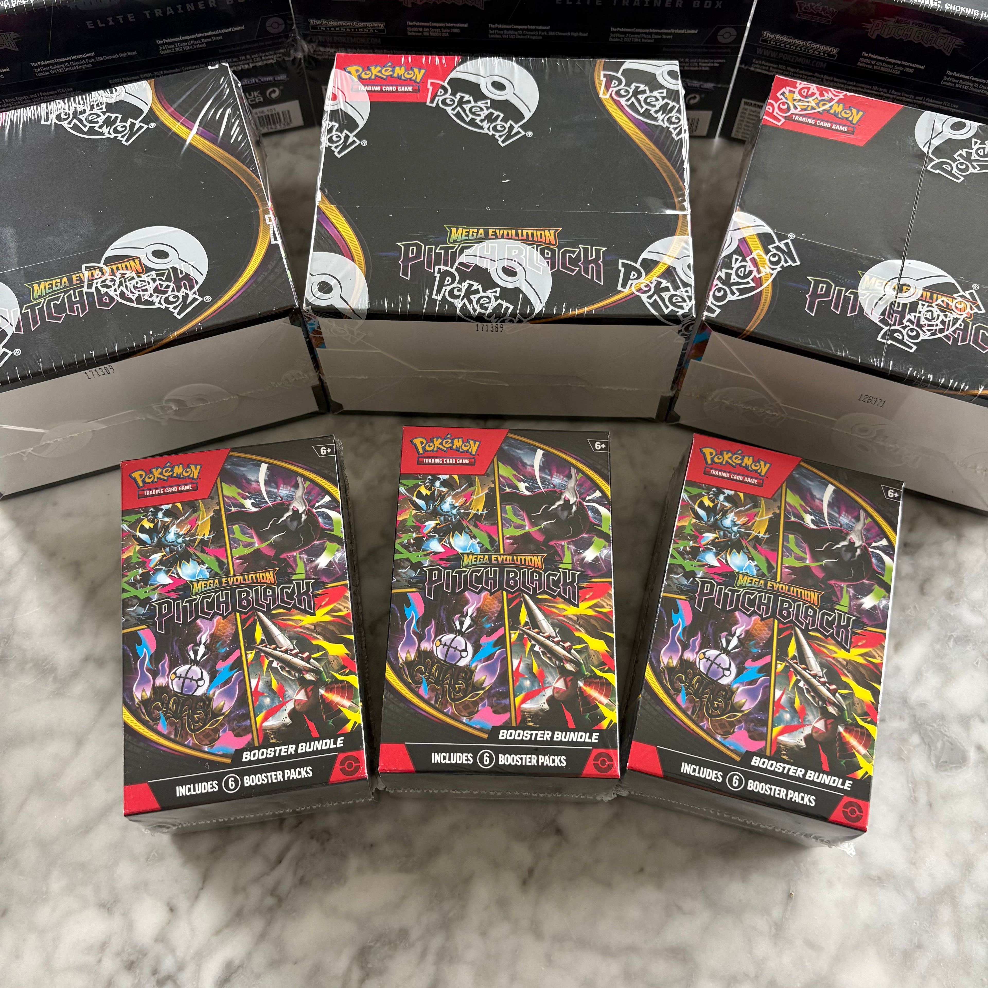 Mega Evolution Pitch Black Sealed Bundle | 3 BB, 3 ETB & 3 Bundles
