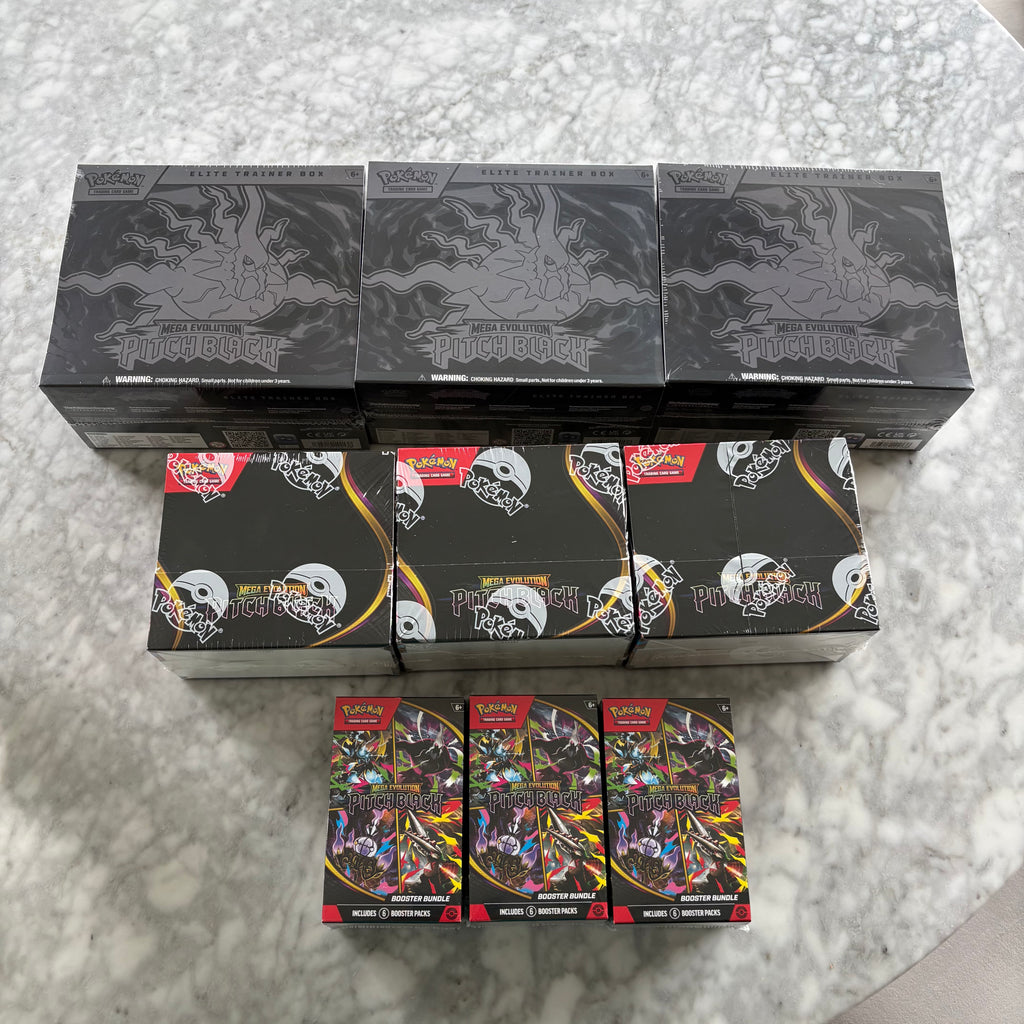Mega Evolution Pitch Black Sealed Bundle | 3 BB, 3 ETB & 3 Bundles